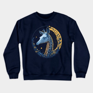 White Giraffe At Night Time Crewneck Sweatshirt